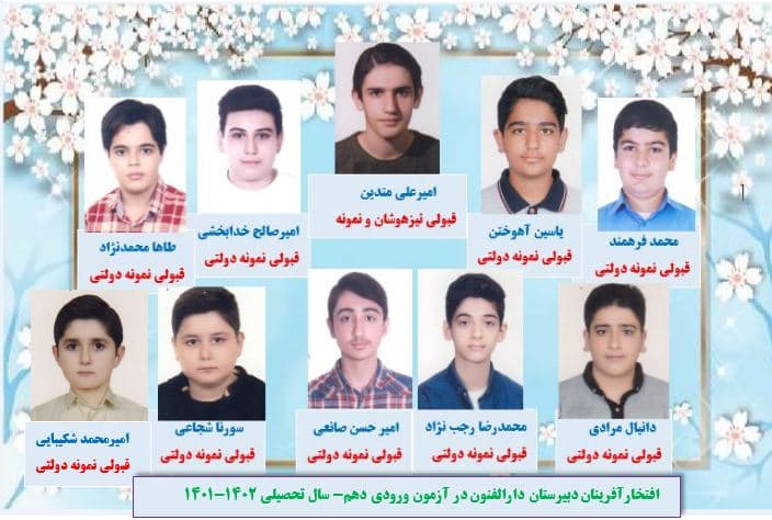 کارنامه دارالفنون در آزمونهای مدارس تیزهوشان ونمونه دولتی