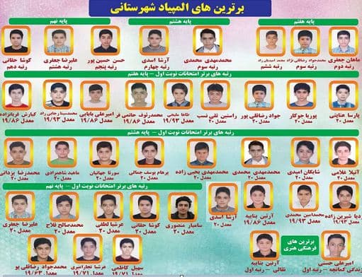 نفرات برتر نوبت اول دارالفنون